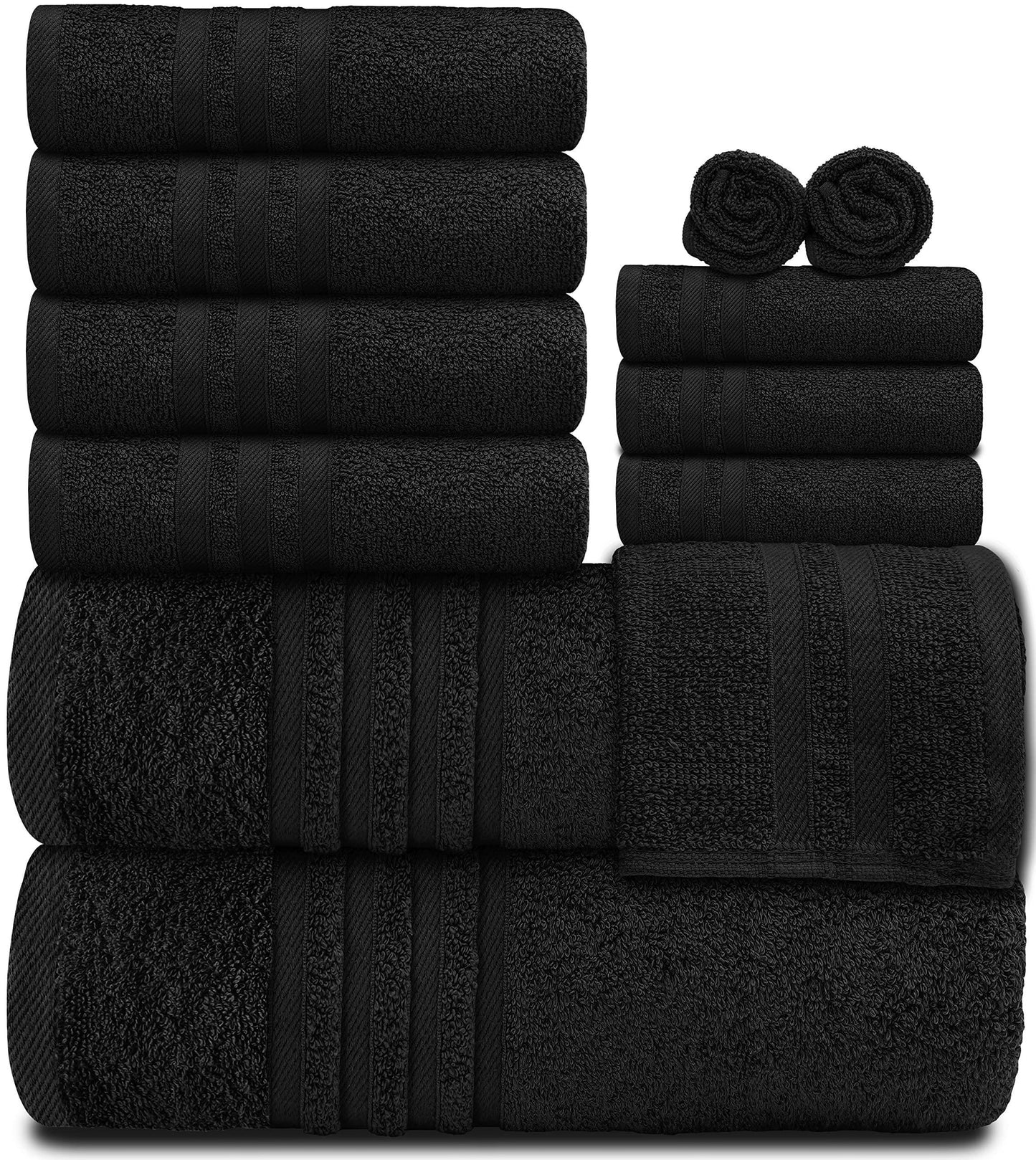 12 Piece Bath Towel Set for Bathroom Wealuxe Collection 2 Bath Towels 4 Hand