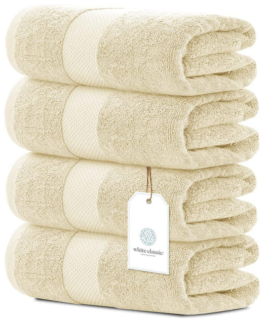 Luxury Bath Towels Set of 4 Large   700 GSM Cotton Ultra Soft Bath Towels 27x54