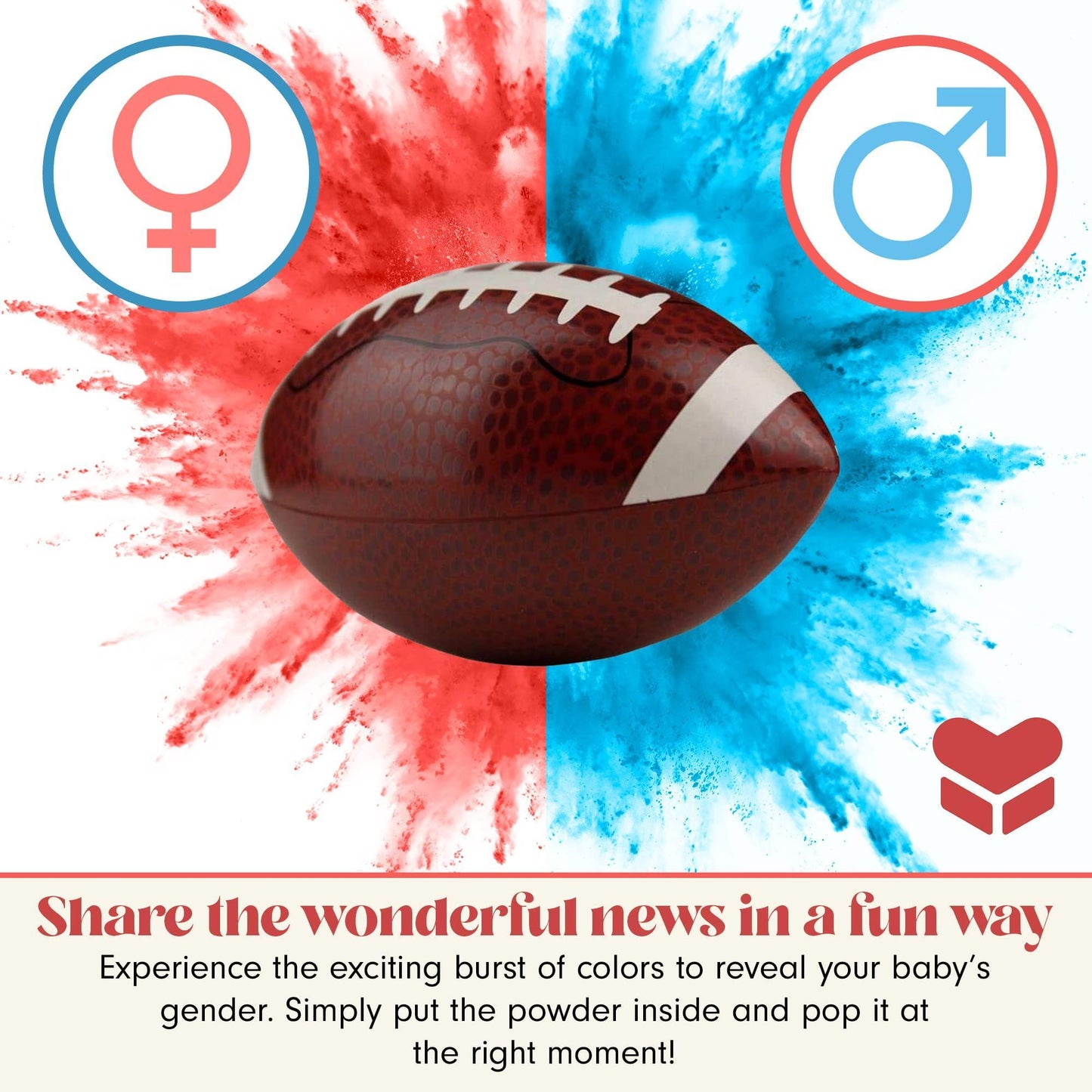 Gender Reveal Football Kit with Large 72 inch Balloons and Stickers   Football