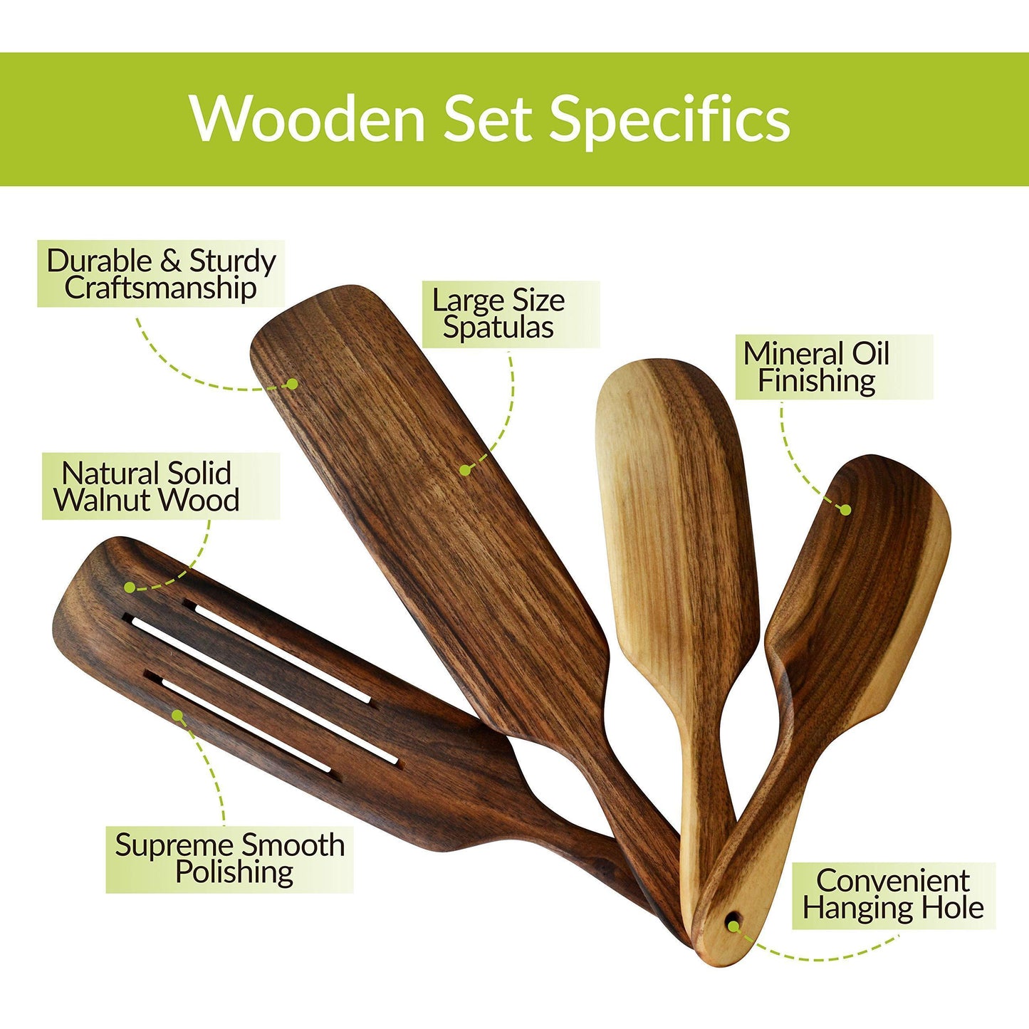 MyFancyCraft Walnut Wood Wooden Spoons for Cooking Kitchen Utensils Spatula Set