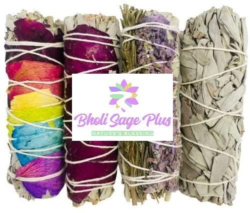 Bholi Sage Plus Sage Smudge kit Rosemary Lavender White Sage Rose with White