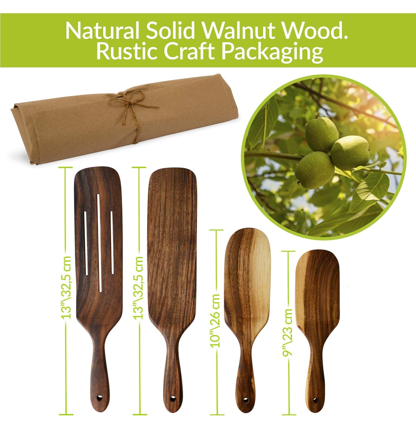 MyFancyCraft Walnut Wood Wooden Spoons for Cooking Kitchen Utensils Spatula Set