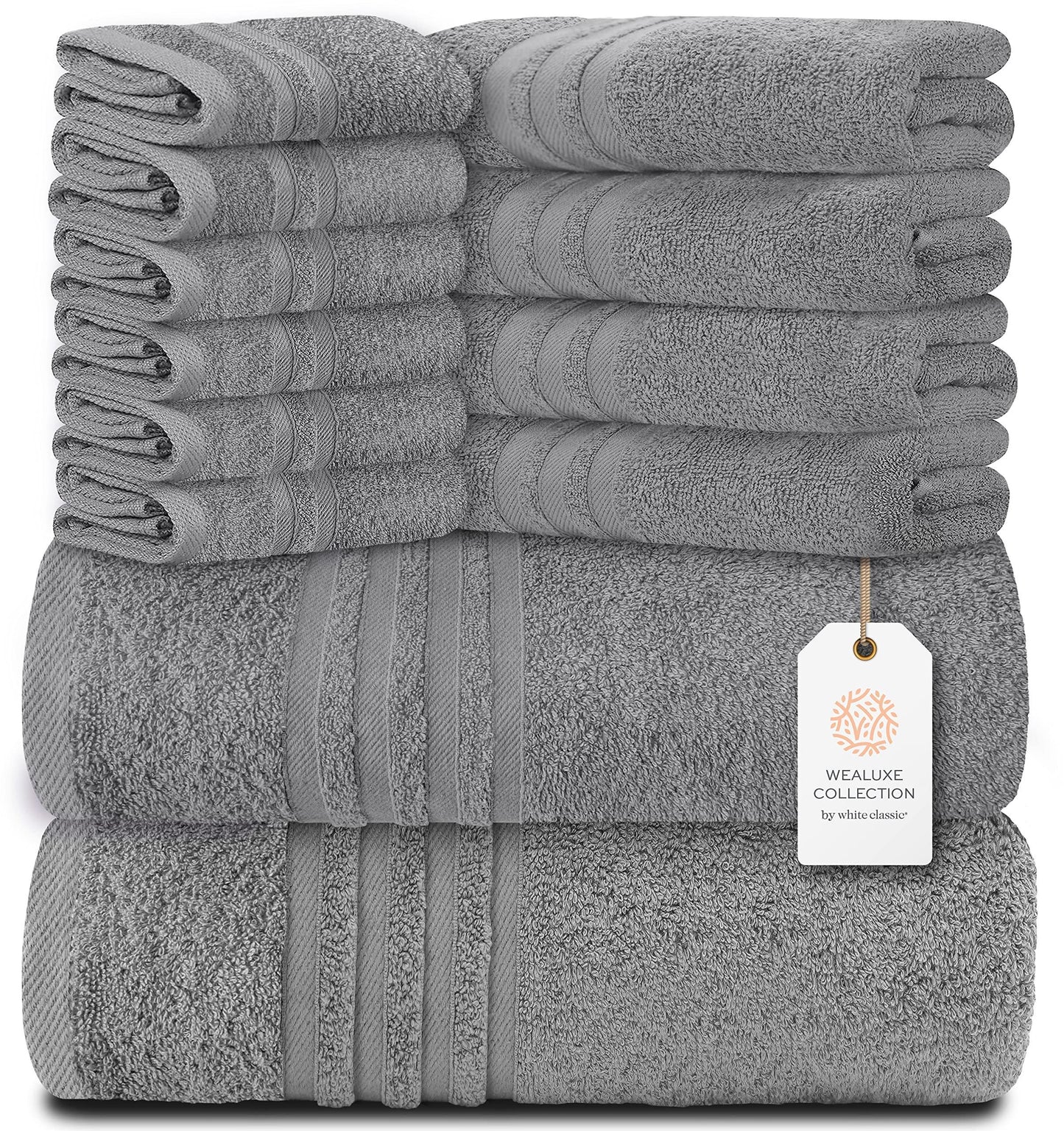 12 Piece Bath Towel Set for Bathroom   Wealuxe Collection 2 Bath Towels 4 Hand