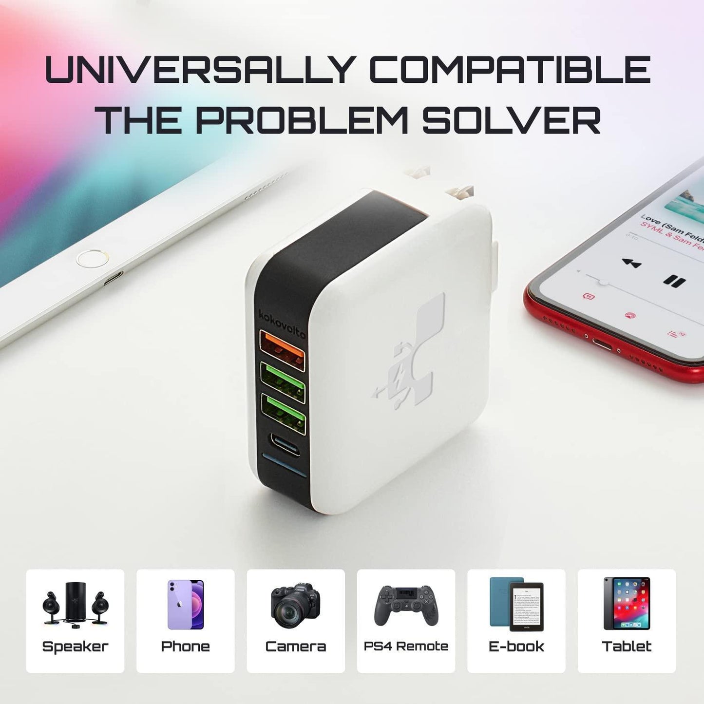 USB C Charger Block   Wall Charger Adapter 4 Ports Power Brick Cube Fast Multi