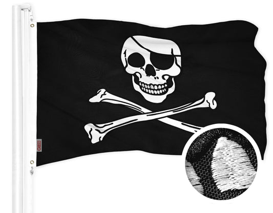 Pirate Jolly Roger Bones Flag  20x30 In  ToughWeave Series Embroidered 300D