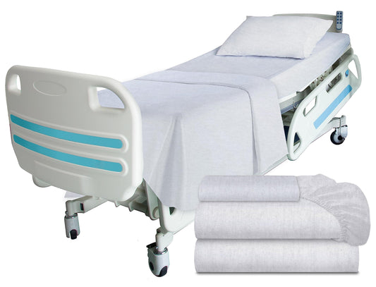 3 Piece Hospital Bed Sheet Set Soft Jersey Knitted T Shirt Quality 1 Flat 1