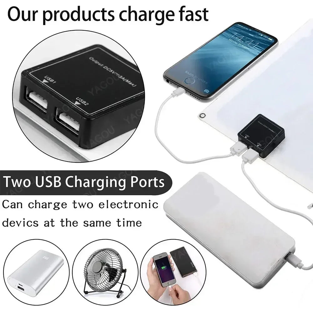 100W Waterproof Solar Panel – 5V Portable Dual USB Solar Charger for Outdoor Camping, Phones & Devices-3