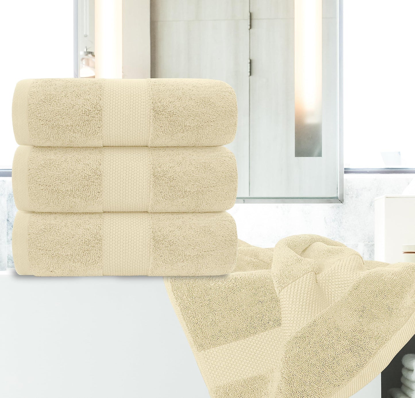 Luxury Bath Towels Set of 4 Large   700 GSM Cotton Ultra Soft Bath Towels 27x54