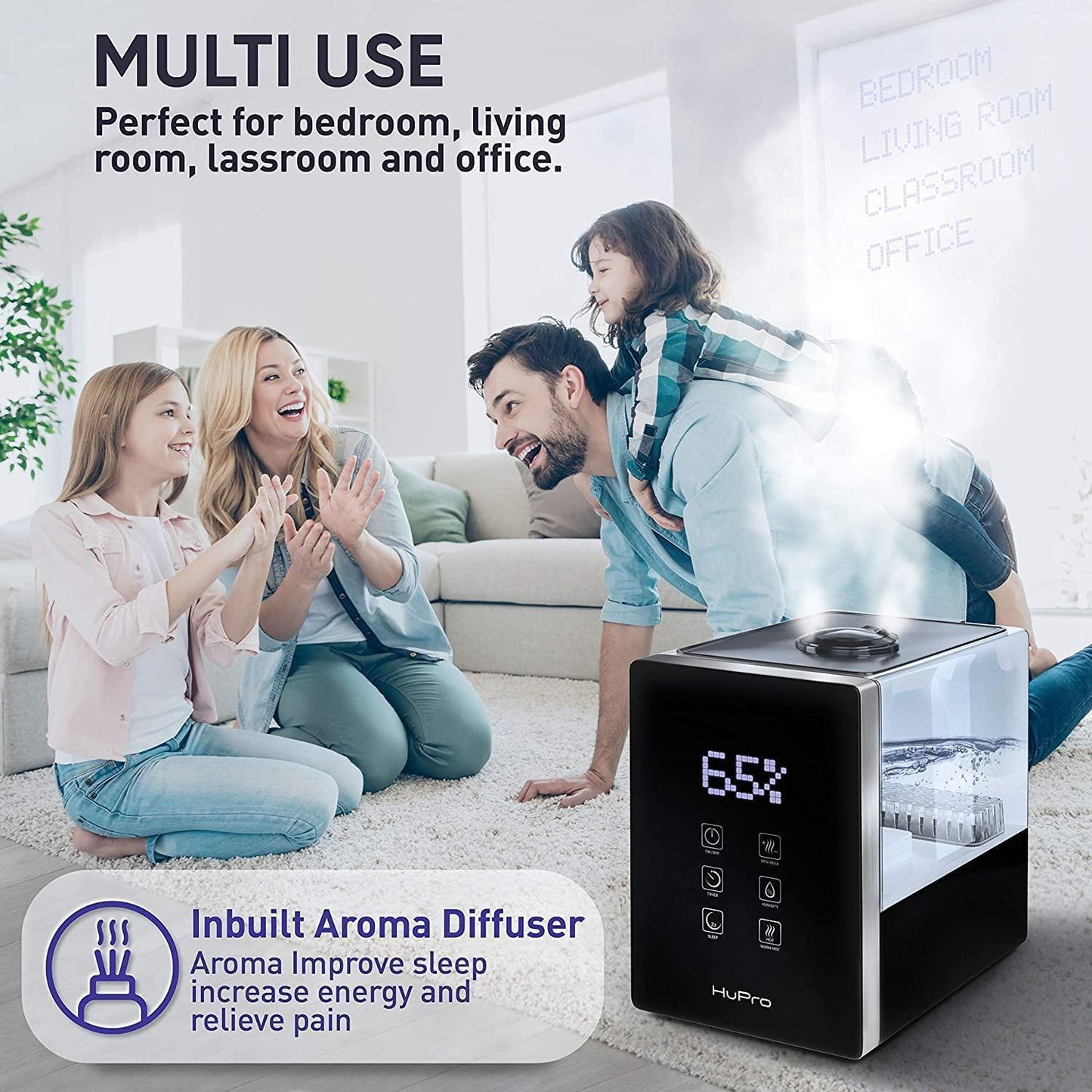 Top Fill Cool Mist & Warm Mist Humidifier for Large Room Home Bedroom Living