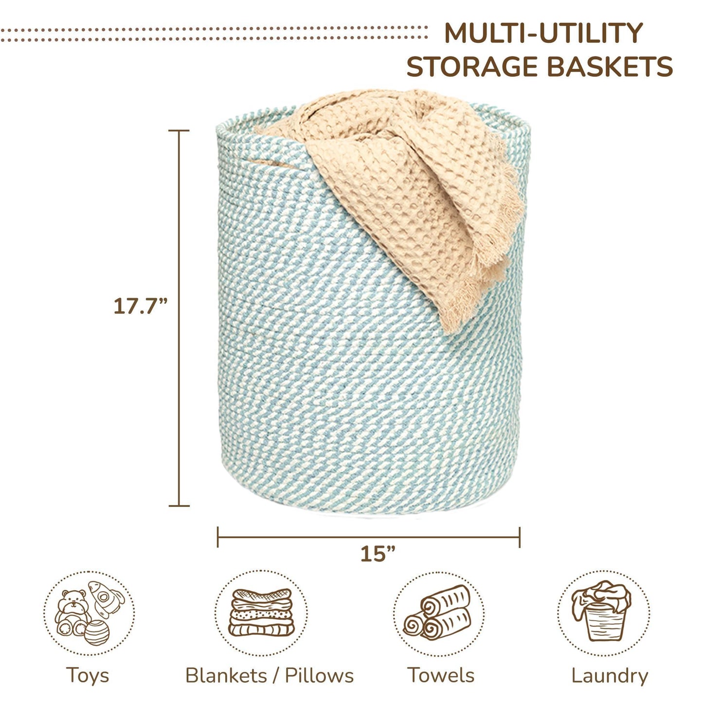 Recycled Cotton Laundry Basket   Woven Rope Blanket Storage Basket Toys Towels