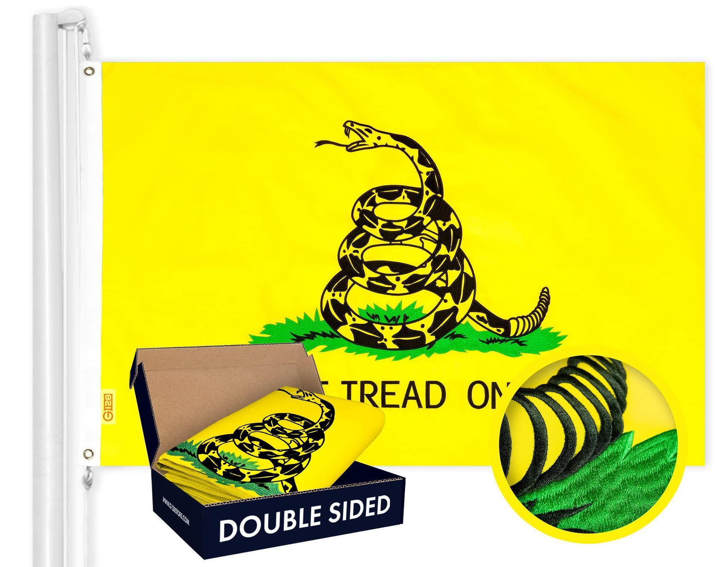 Gadsden Don't Tread On Me Flag  3x5 Ft  Double ToughWeave Series Double Sided